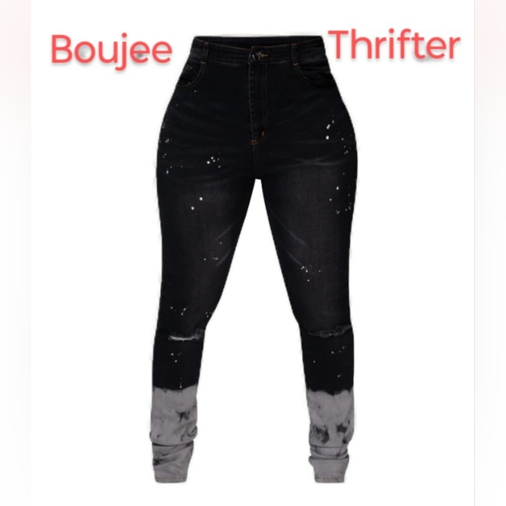 Shane Justin Too Faded Black Denim Ombre Jeans Size XL